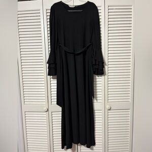 Elegant Black Ruffle Sleeve Dress